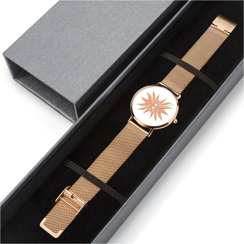 DIXL 4Leaves Rose Gold Ultra-thin Stainless Steel Quartz Watch