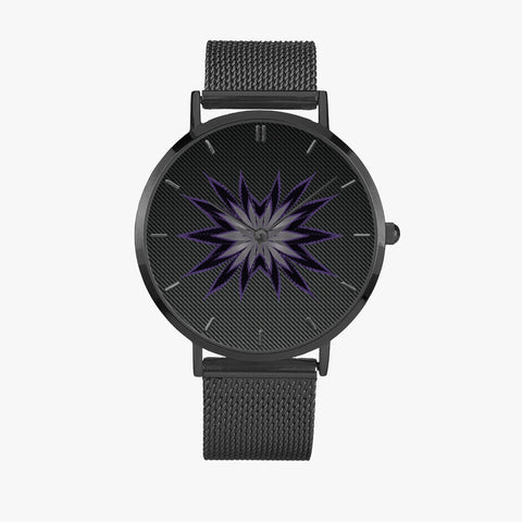 DIXL 4Leaves Purple Ultra-thin Stainless Steel Quartz Watch (With Indicators)