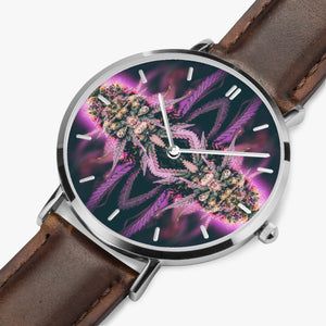 DIXL Purple Haze Leather Strap Quartz Watch (Silver With Indicators)