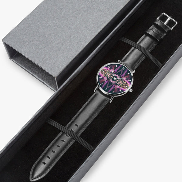 DIXL Purple Haze Leather Strap Quartz Watch (Silver With Indicators)