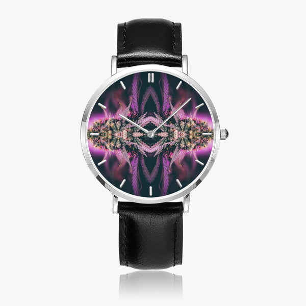 DIXL Purple Haze Leather Strap Quartz Watch (Silver With Indicators)