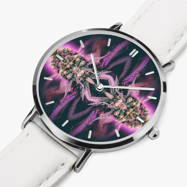 DIXL Purple Haze Leather Strap Quartz Watch (Silver With Indicators)