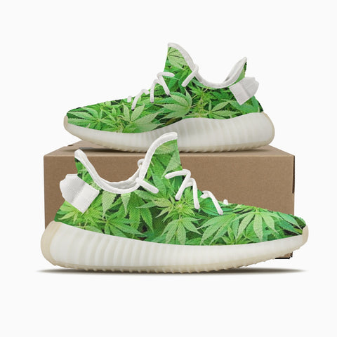 DIXL Weedyeezyz All Leaves Unisex Mesh Knit Sneakers - White